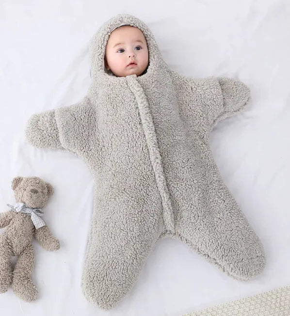 Fluffy Hooded Baby Winter Suit – Soft Full-Body Onesie (0–12 Months)